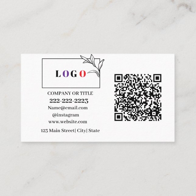 Business Logo QR Code Modern Professional  Business Card (Back)