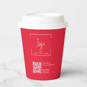Business Logo QR code Modern Red Corporate Paper Cups