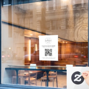 Business Logo & QR Code Modern Simple Window Cling