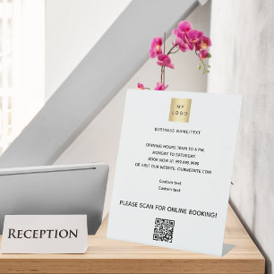 Business logo qr code online booking brand color pedestal sign