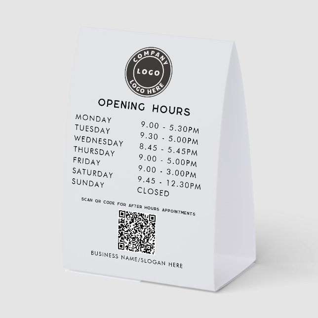 Business Logo QR Code Opening Hours (Front)