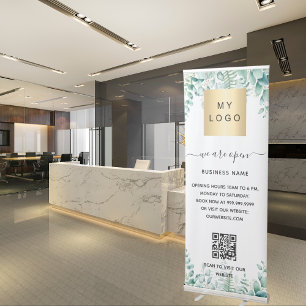 Business logo qr code opening hours greenery retractable banner