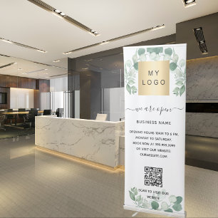 Business logo qr code opening hours greenery retractable banner