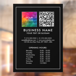 Business Logo QR Code Opening Hours Shop Store Window Cling