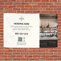 Business Logo QR Code Photo Beige Banner