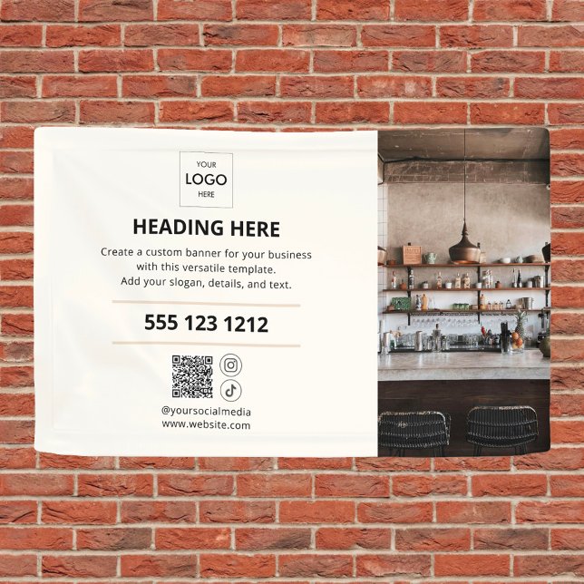 Business Logo QR Code Photo Beige Banner (Creator Uploaded)