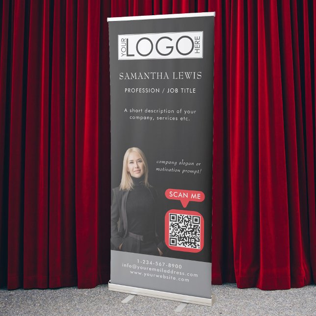 Business Logo QR Code Photo Template Display Retractable Banner (Business Logo QR Code Photo Template Display Retractable Banner)
