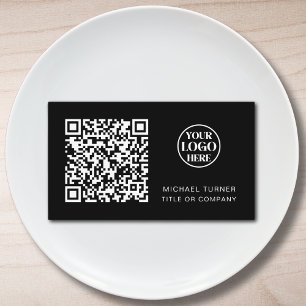 Business Logo QR Code Professional Modern Black Business Card