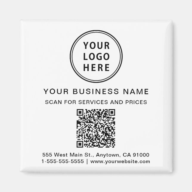 Business Logo QR Code Promotional Magnet (Front)