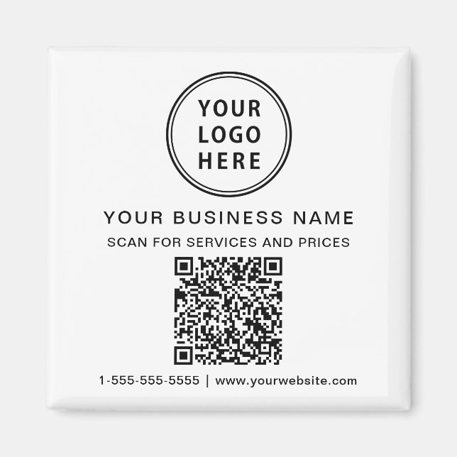 Business Logo QR Code Promotional Magnet (Front)