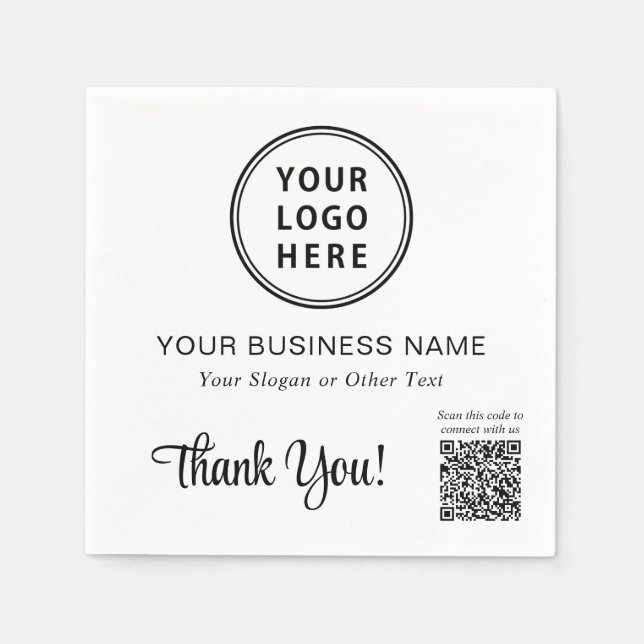 Business Logo QR Code Promotional Napkin (Front)