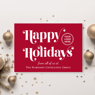 Business Logo QR Code Red Christmas Holiday Card