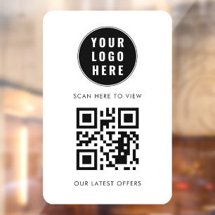 Business Logo QR Code Scan Here Simple Window Cling