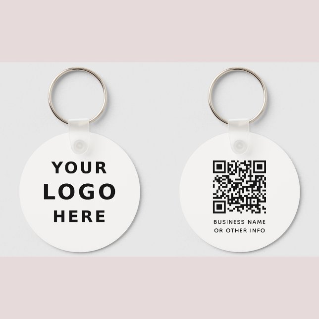 Business Logo & QR Code Simple Minimalist Round Key Ring (Creator Uploaded)
