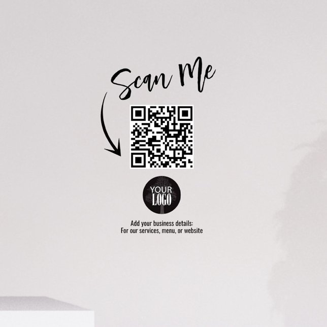 Business Logo QR Code Simple  Window Cling (Businesses add your logo window cling. )