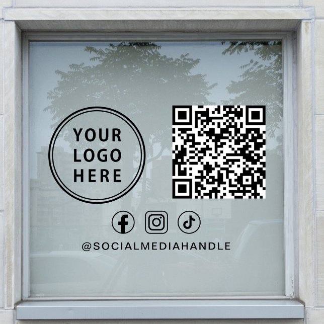 Business Logo QR Code Social Media Horizontal Window Cling (Business Logo QR Code Social Media Horizontal Window Cling)
