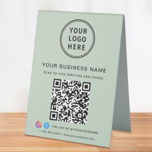 Business Logo QR Code Social Media Sage Green