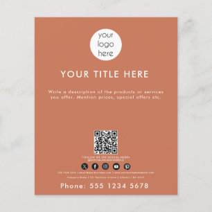 Business Logo QR Code Social Media Terracotta Flyer