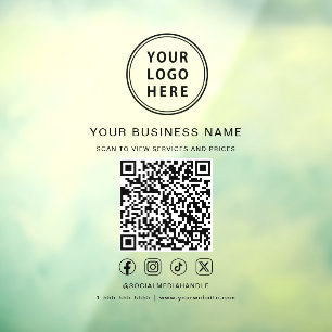 Business Logo QR Code Social Media Window Cling