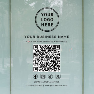 Business Logo QR Code Social Media Window Cling