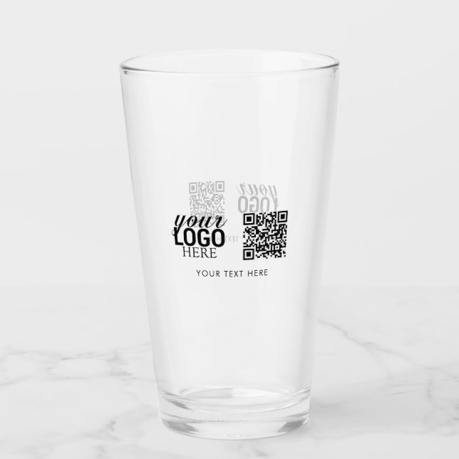Business Logo QR Code & Text Customer Gifts  Glass (Front)