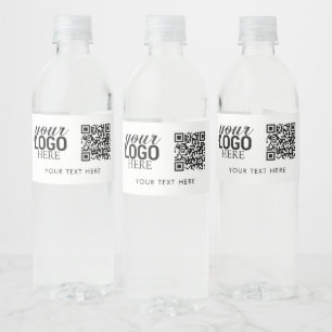 Business Logo QR Code & Text Customer Gifts Water Bottle Label