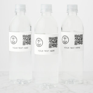 Business Logo QR Code & Text Promotional Branding Water Bottle Label