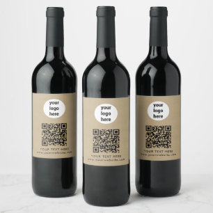 Business Logo QR Code Text Website Kraft Customer Wine Label