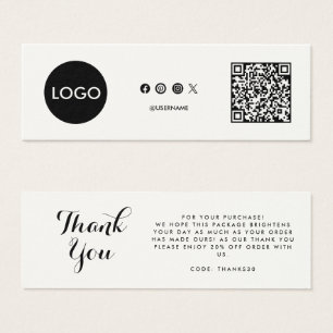 Business Logo  QR Code thank you insert card