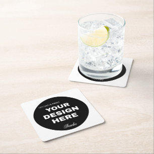 business, logo, qr code, website, your logo here, square paper coaster