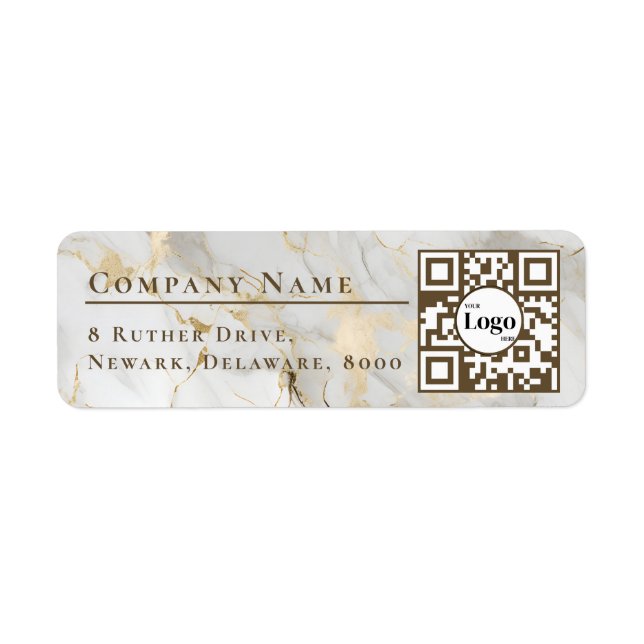 Business Logo Qr Code White Agate Return Address (Front)