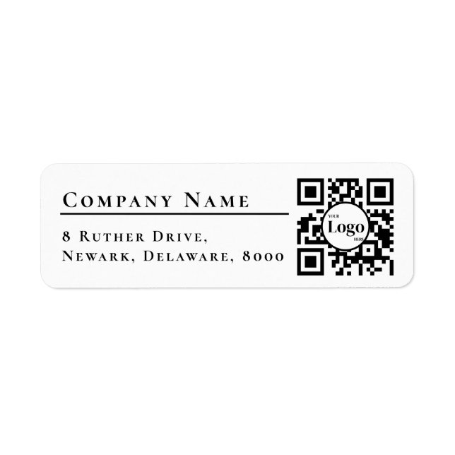 Business Logo Qr Code white Return Address (Front)