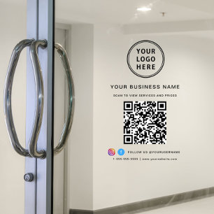 Business Logo QR Code Window Cling