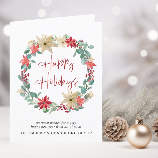 Business Logo QR Code Wreath Corporate Christmas Holiday Card (Creator Uploaded)