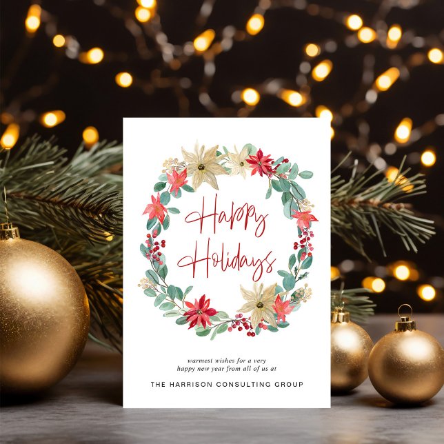 Business Logo QR Code Wreath Corporate Christmas Holiday Card (Spread warmth, appreciation, and gratitude to your valued customers, clients, employees and partners)