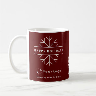 Business Logo QR Red Christmas Chic Snowflake Coffee Mug