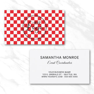 Business Logo Red and White Chequerboard Card