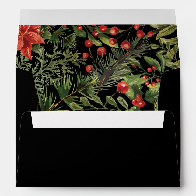 Business Logo Red Berries Christmas Holiday Envelope (Back (Bottom))