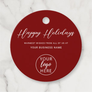 Business Logo Red Christmas Holiday Favour Tags