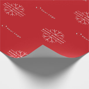 Business Logo Red Christmas Snowflake Lp Wrapping Wrapping Paper
