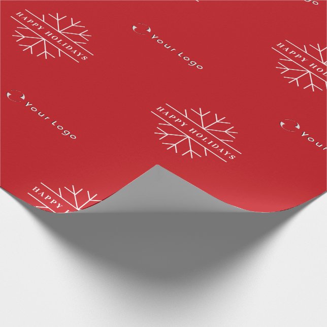 Business Logo Red Christmas Snowflake Lp Wrapping  Wrapping Paper (Corner)