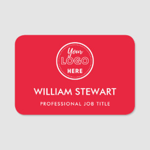 Business Logo Red Employee Staff Name Tag
