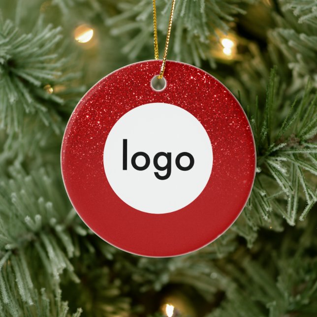 Business Logo Red Glitter Ceramic Tree Decoration (Tree)