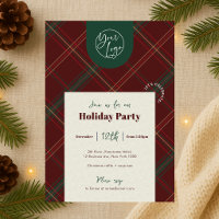 Business Logo Red Plaid Christmas Staff Party