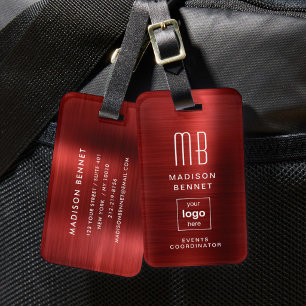 Business Logo Red Professional Travel Luggage Tag