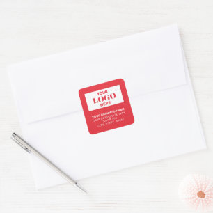 Business Logo Red Square Return Address Labels