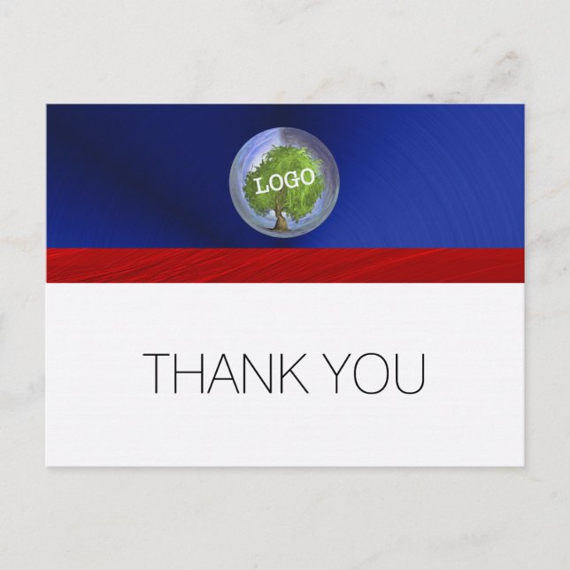 Business Logo Red White Blue Thank You Postcard (Front)
