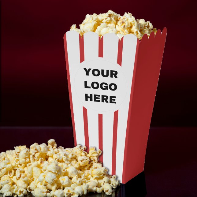 Business Logo Red & White Striped Movie Popcorn Favour Box (Business Logo Red & White Striped Movie Popcorn Favor Boxes
)