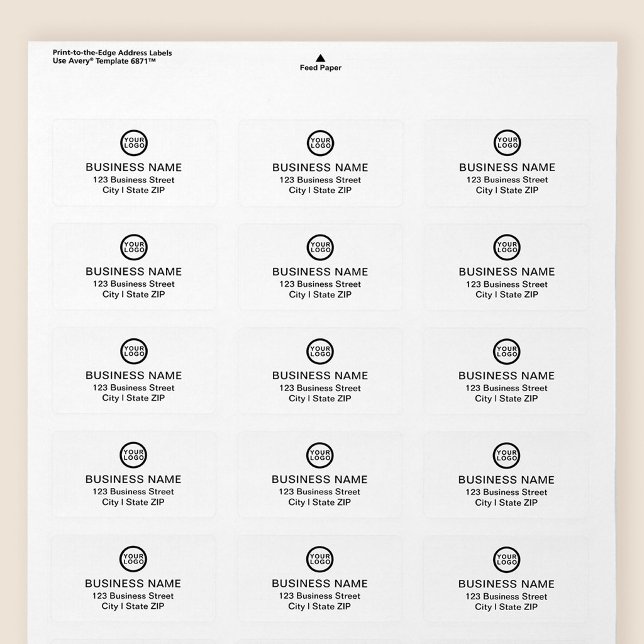 Business Logo Return Address Label l White (Stylishly Personalize with Your Custom Logo & Business Return Address.)