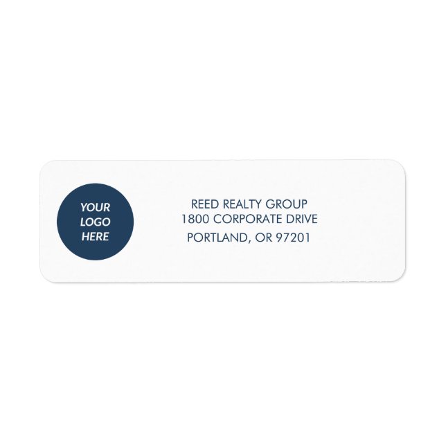 Business Logo Return Address Labels Navy (Front)